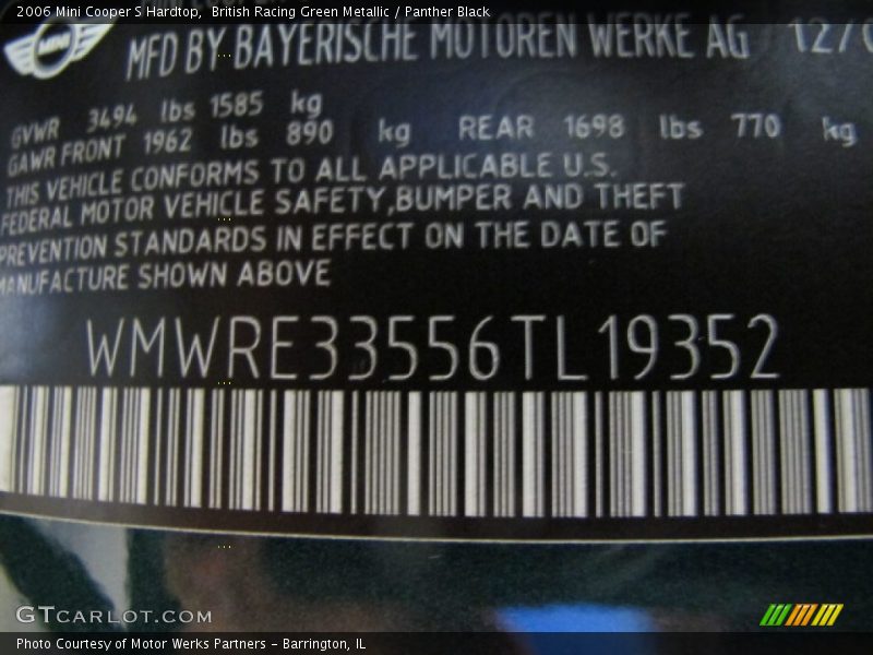 British Racing Green Metallic / Panther Black 2006 Mini Cooper S Hardtop