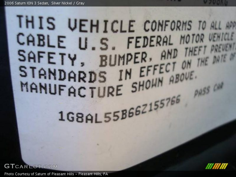 Silver Nickel / Gray 2006 Saturn ION 3 Sedan