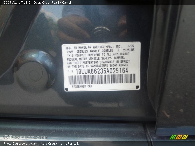 Deep Green Pearl / Camel 2005 Acura TL 3.2