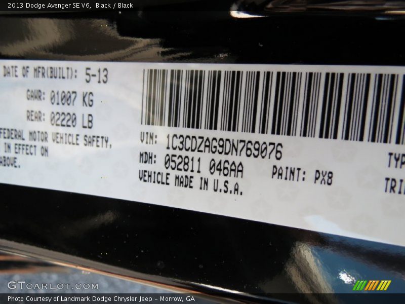 Black / Black 2013 Dodge Avenger SE V6