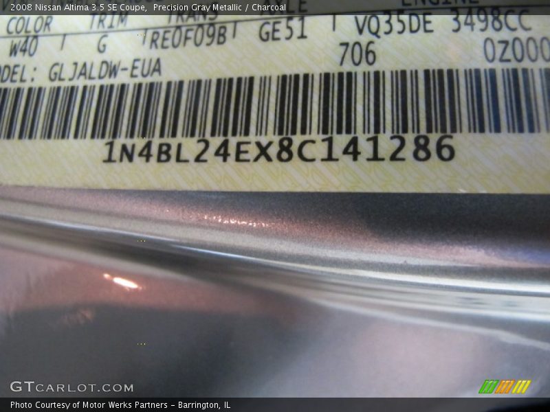 Precision Gray Metallic / Charcoal 2008 Nissan Altima 3.5 SE Coupe