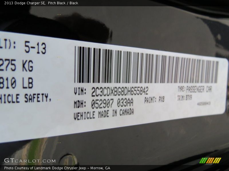 Pitch Black / Black 2013 Dodge Charger SE