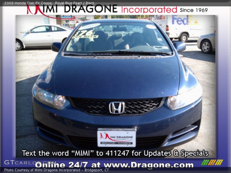 Royal Blue Pearl / Black 2009 Honda Civic EX Coupe