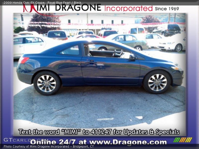 Royal Blue Pearl / Black 2009 Honda Civic EX Coupe