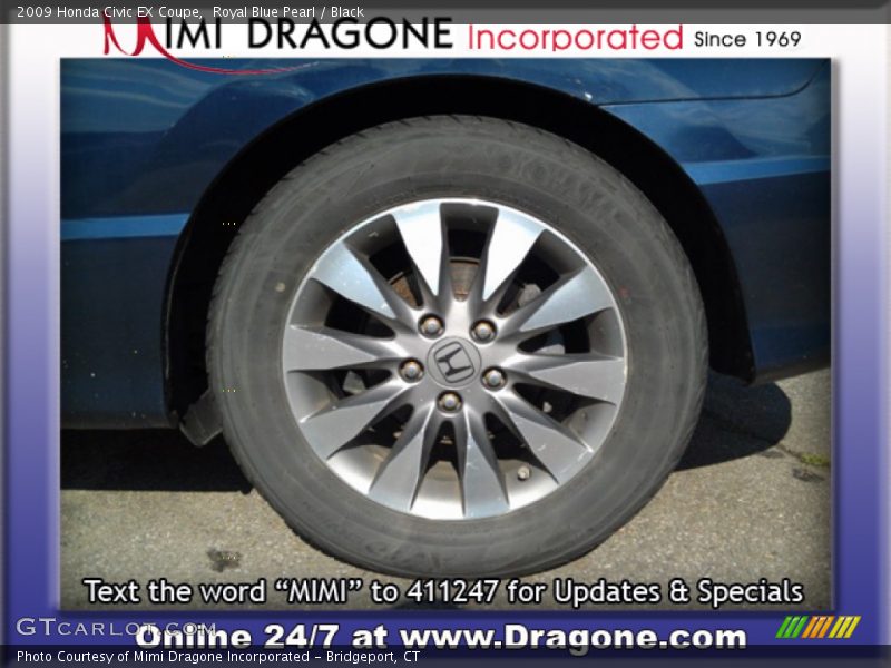 Royal Blue Pearl / Black 2009 Honda Civic EX Coupe