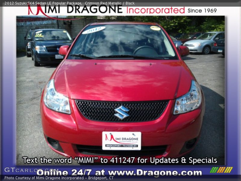 Crimson Red Metallic / Black 2012 Suzuki SX4 Sedan LE Popular Package