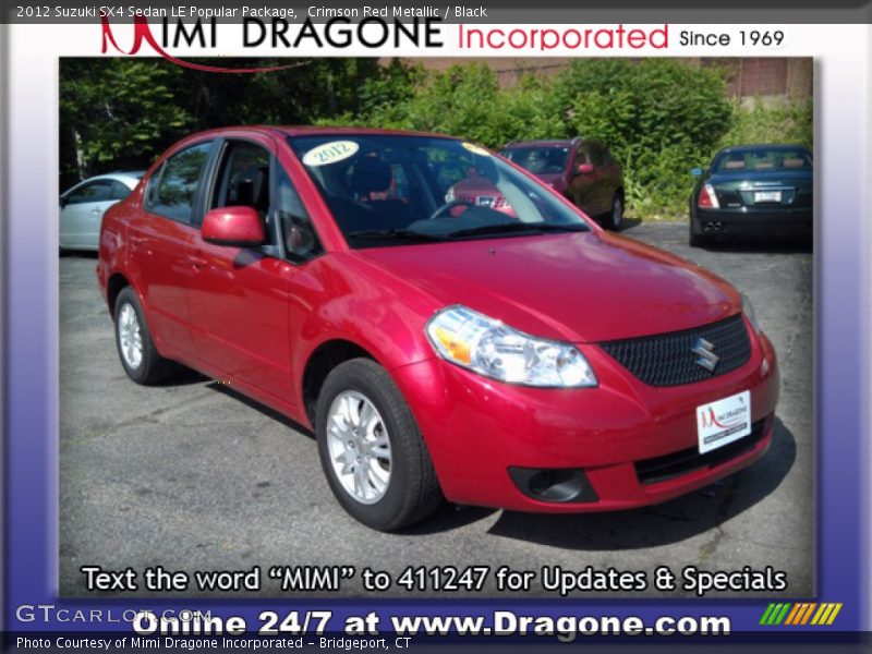 Crimson Red Metallic / Black 2012 Suzuki SX4 Sedan LE Popular Package