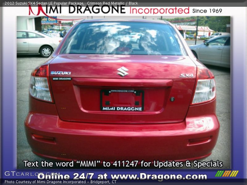 Crimson Red Metallic / Black 2012 Suzuki SX4 Sedan LE Popular Package
