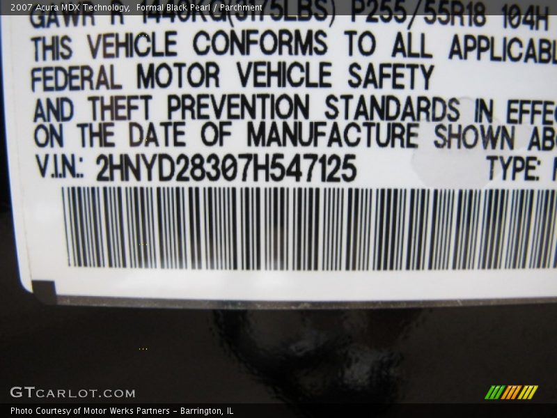 Formal Black Pearl / Parchment 2007 Acura MDX Technology