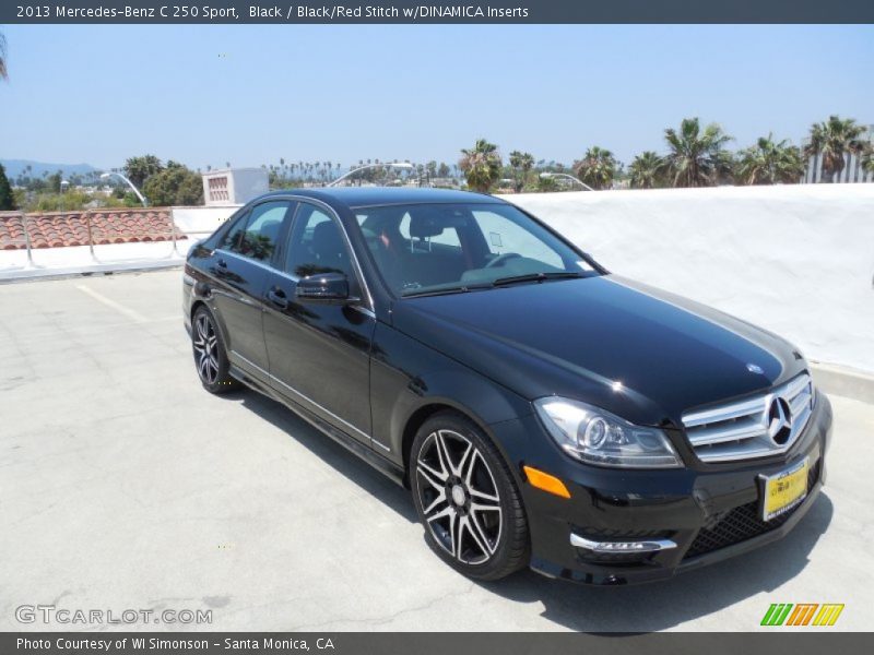 Black / Black/Red Stitch w/DINAMICA Inserts 2013 Mercedes-Benz C 250 Sport