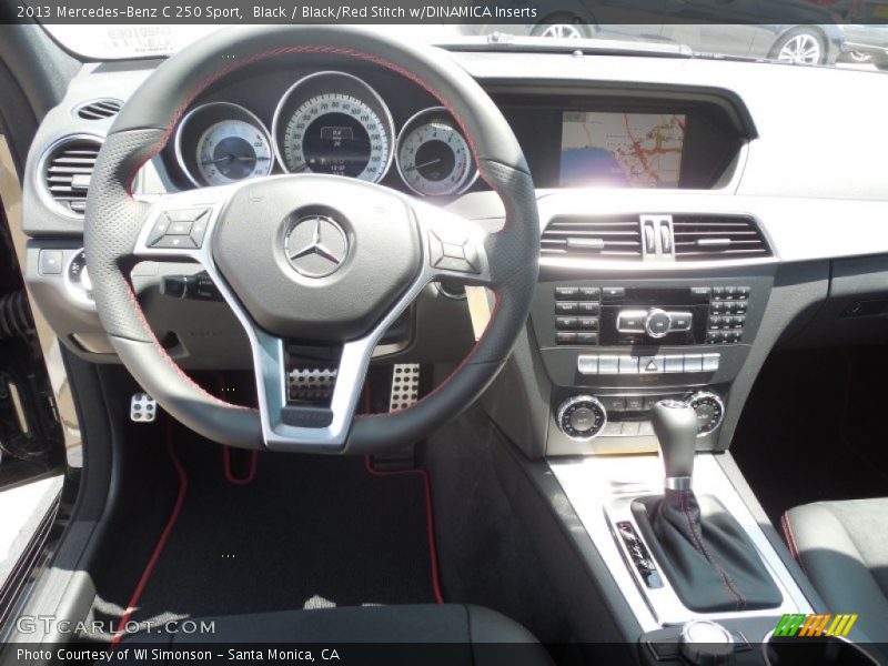 Black / Black/Red Stitch w/DINAMICA Inserts 2013 Mercedes-Benz C 250 Sport