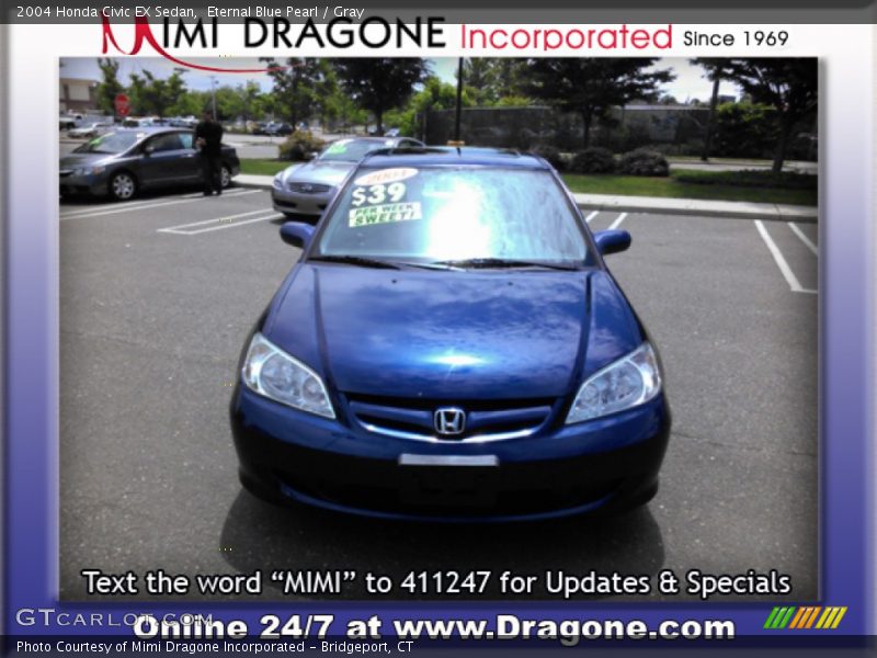 Eternal Blue Pearl / Gray 2004 Honda Civic EX Sedan