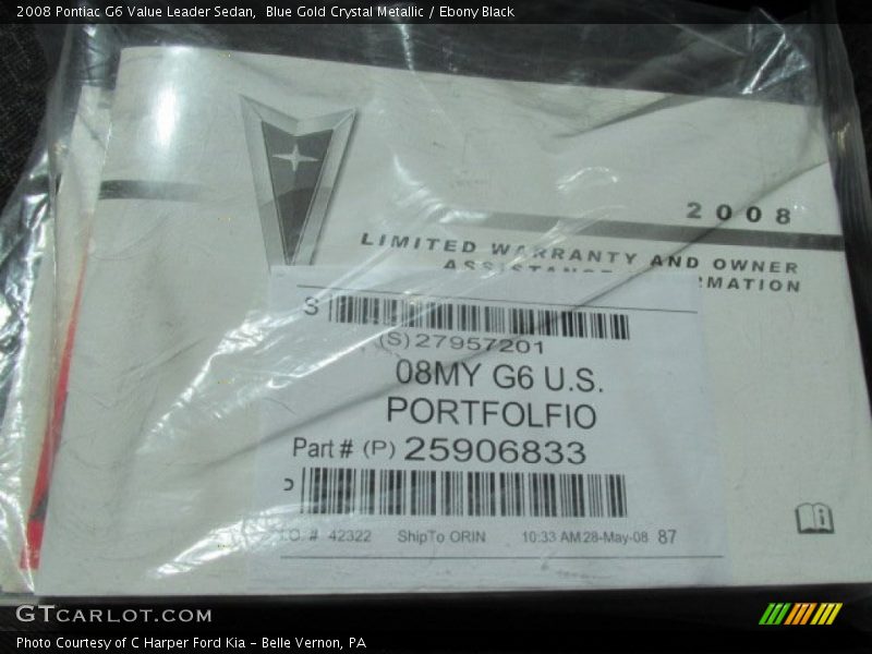 Blue Gold Crystal Metallic / Ebony Black 2008 Pontiac G6 Value Leader Sedan