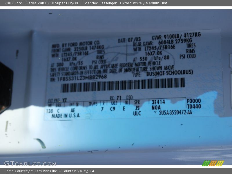 Oxford White / Medium Flint 2003 Ford E Series Van E350 Super Duty XLT Extended Passenger