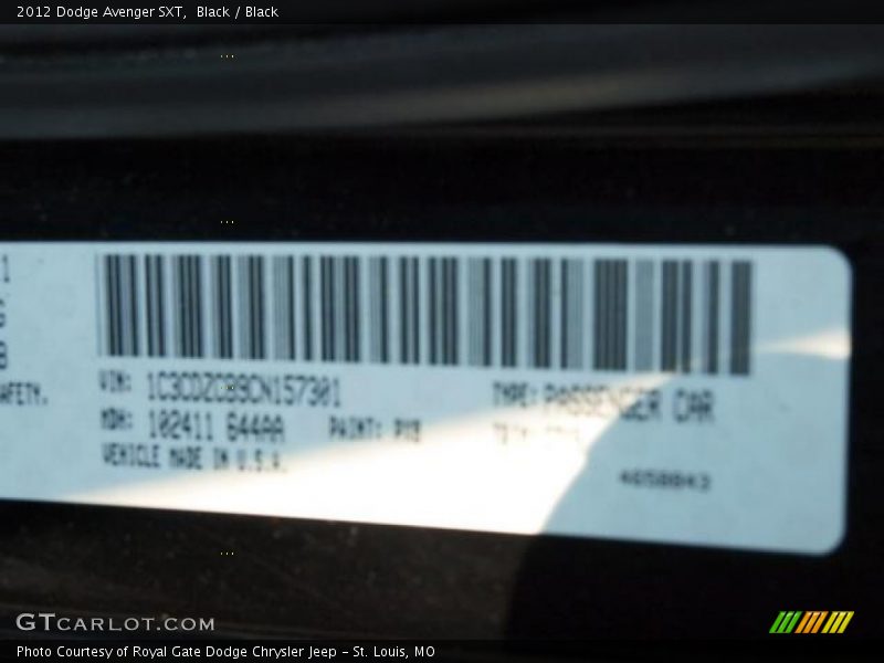 Black / Black 2012 Dodge Avenger SXT