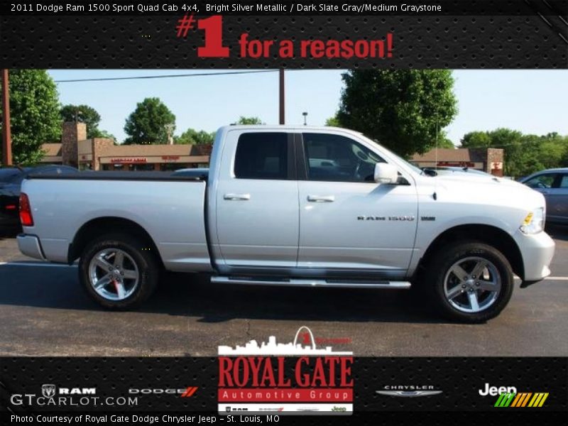 Bright Silver Metallic / Dark Slate Gray/Medium Graystone 2011 Dodge Ram 1500 Sport Quad Cab 4x4