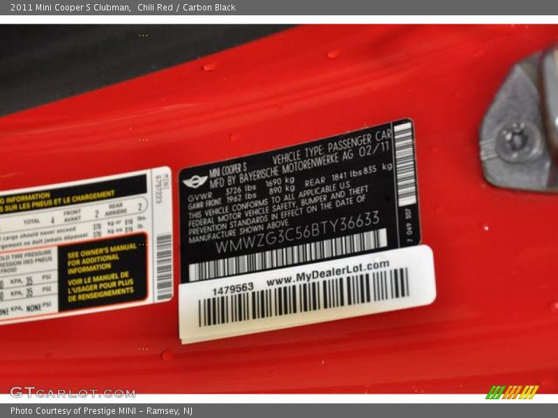 Chili Red / Carbon Black 2011 Mini Cooper S Clubman