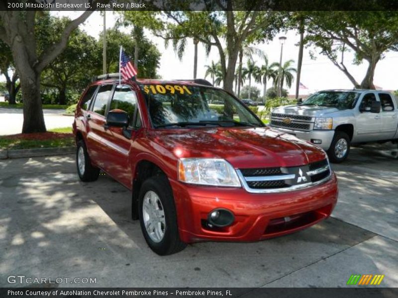 Rave Red / Black 2008 Mitsubishi Endeavor LS