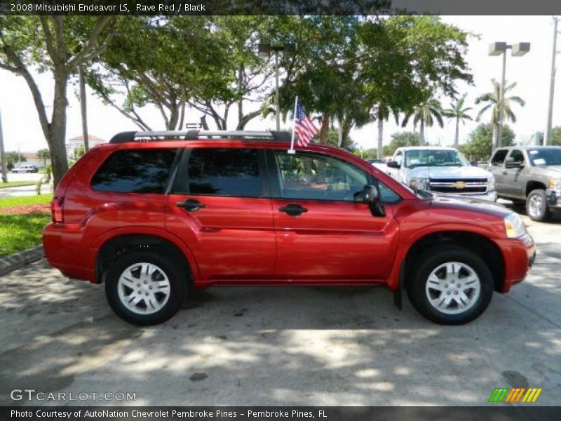 Rave Red / Black 2008 Mitsubishi Endeavor LS