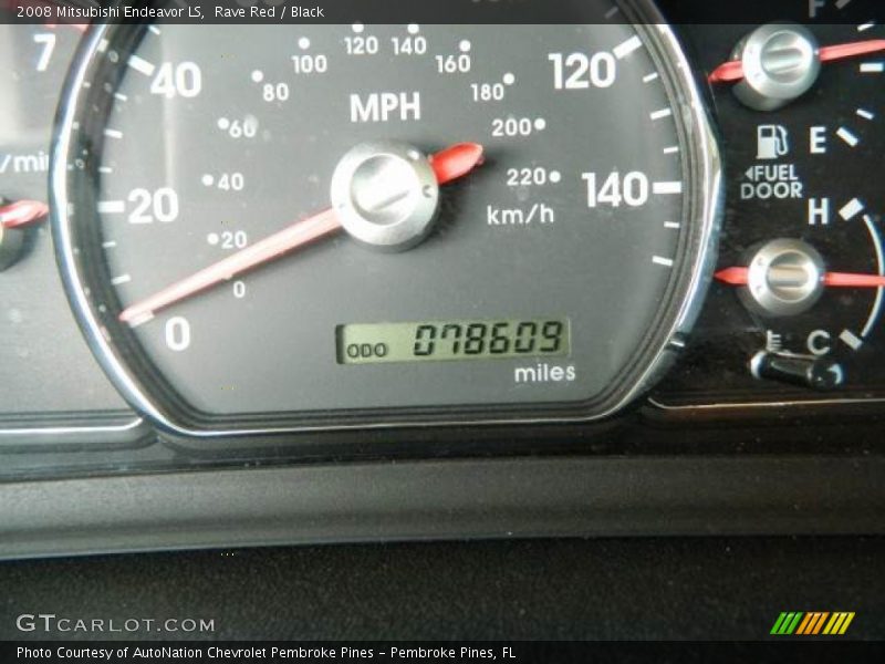 Rave Red / Black 2008 Mitsubishi Endeavor LS