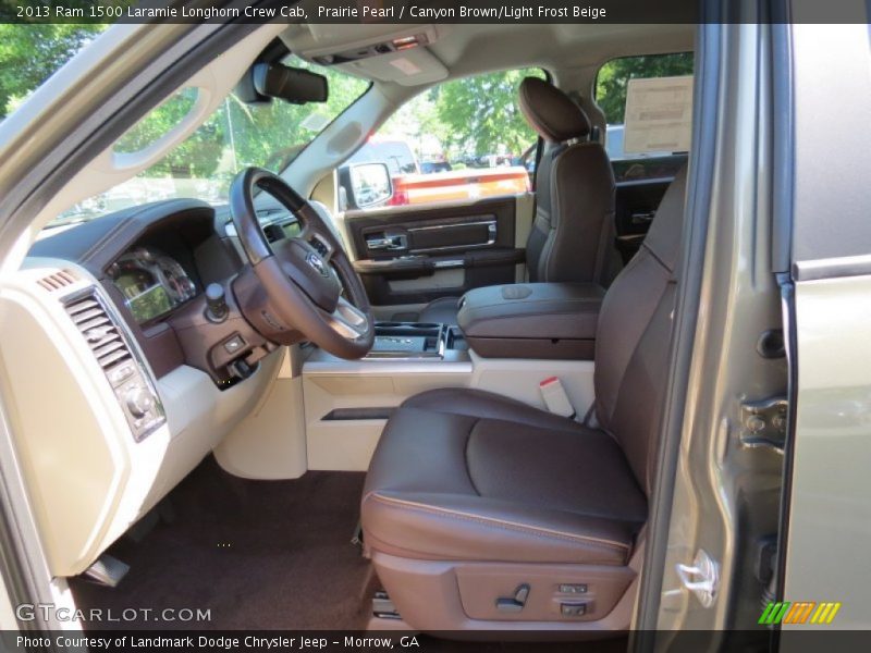 Prairie Pearl / Canyon Brown/Light Frost Beige 2013 Ram 1500 Laramie Longhorn Crew Cab