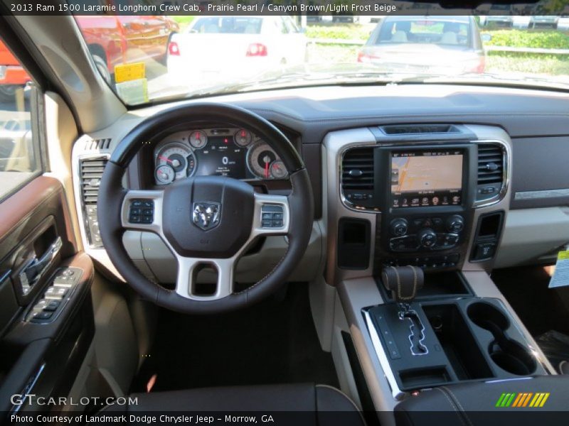 Prairie Pearl / Canyon Brown/Light Frost Beige 2013 Ram 1500 Laramie Longhorn Crew Cab