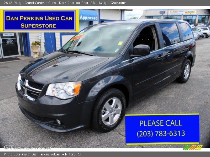 Dark Charcoal Pearl / Black/Light Graystone 2012 Dodge Grand Caravan Crew