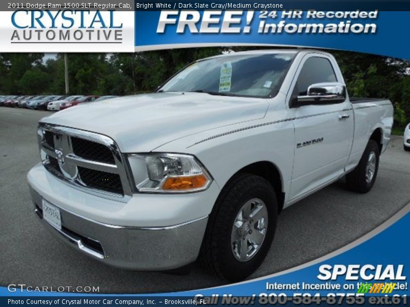 Bright White / Dark Slate Gray/Medium Graystone 2011 Dodge Ram 1500 SLT Regular Cab