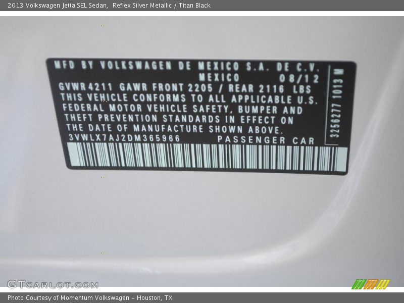 Reflex Silver Metallic / Titan Black 2013 Volkswagen Jetta SEL Sedan
