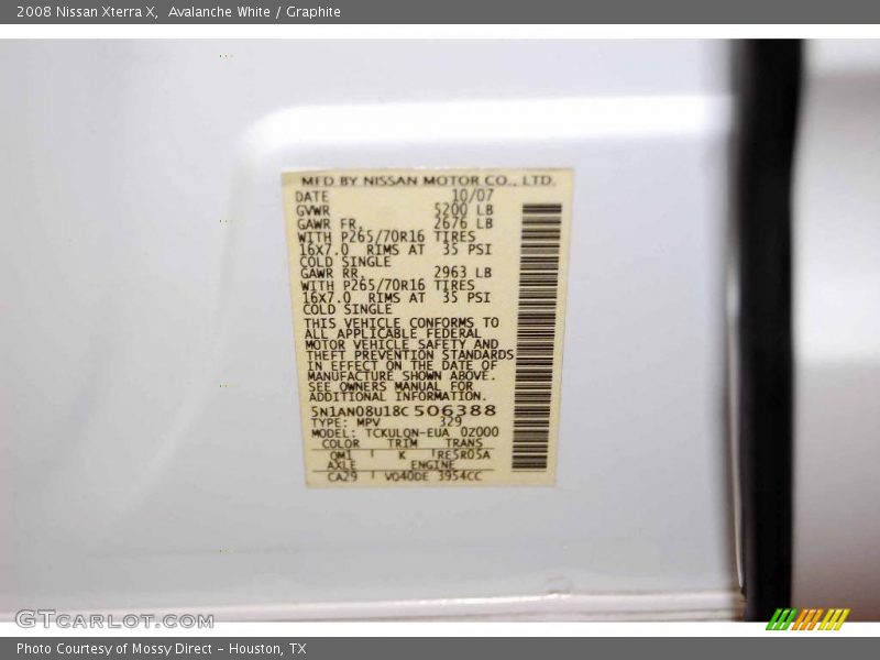 Avalanche White / Graphite 2008 Nissan Xterra X