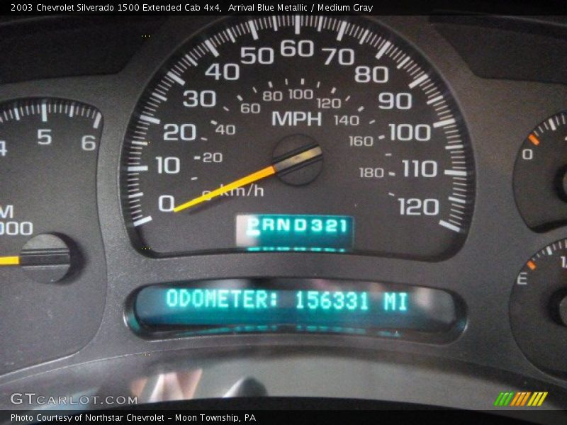 Arrival Blue Metallic / Medium Gray 2003 Chevrolet Silverado 1500 Extended Cab 4x4