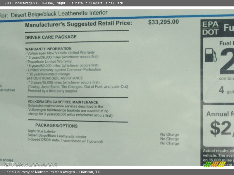 Night Blue Metallic / Desert Beige/Black 2013 Volkswagen CC R-Line