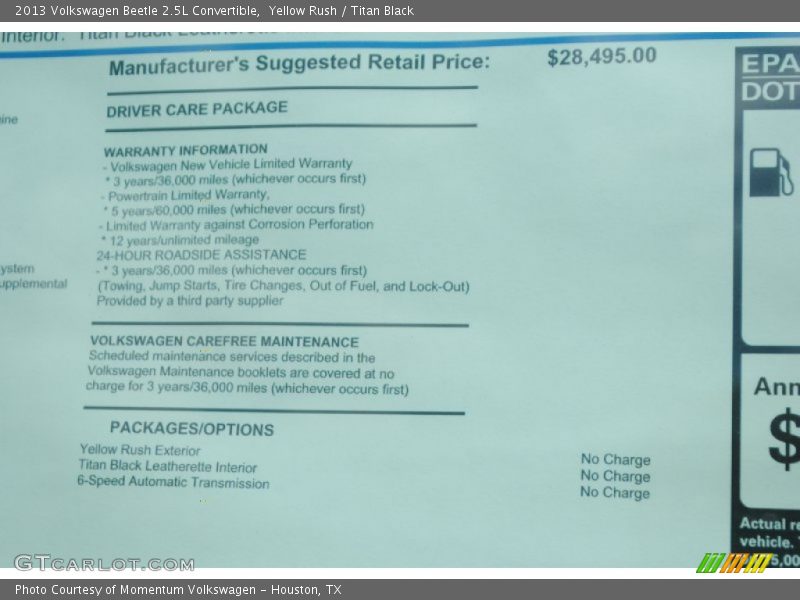 Yellow Rush / Titan Black 2013 Volkswagen Beetle 2.5L Convertible