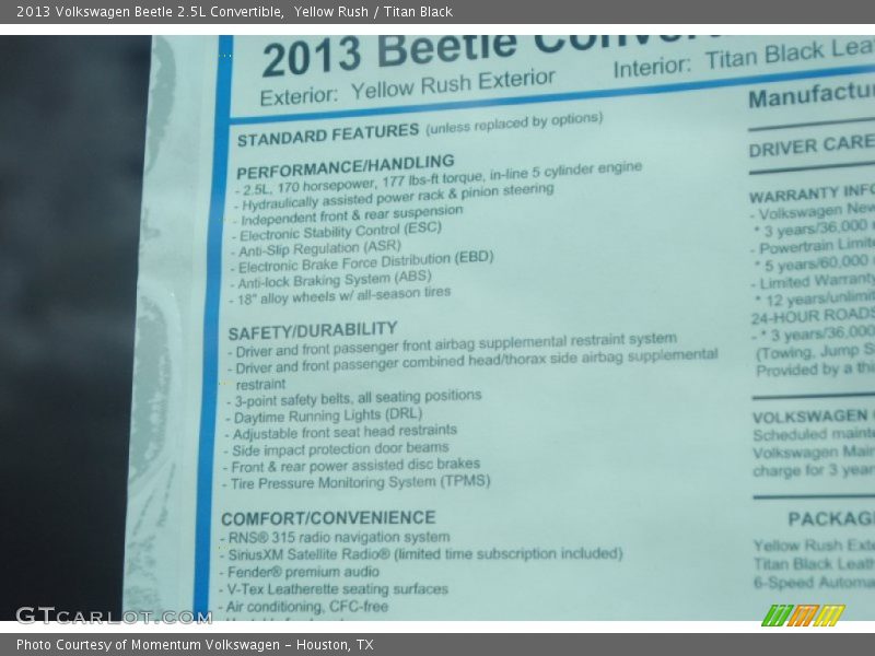 Yellow Rush / Titan Black 2013 Volkswagen Beetle 2.5L Convertible
