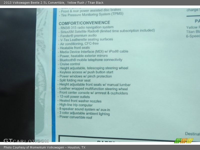 Yellow Rush / Titan Black 2013 Volkswagen Beetle 2.5L Convertible