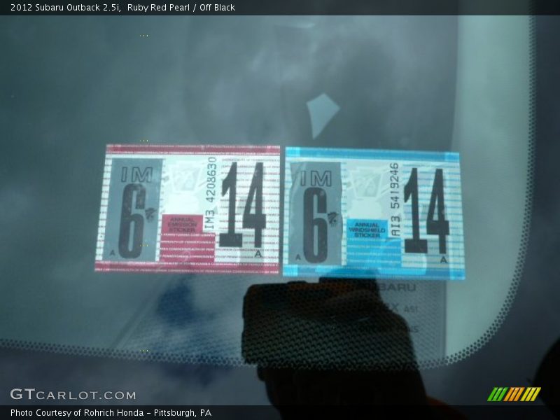 Ruby Red Pearl / Off Black 2012 Subaru Outback 2.5i