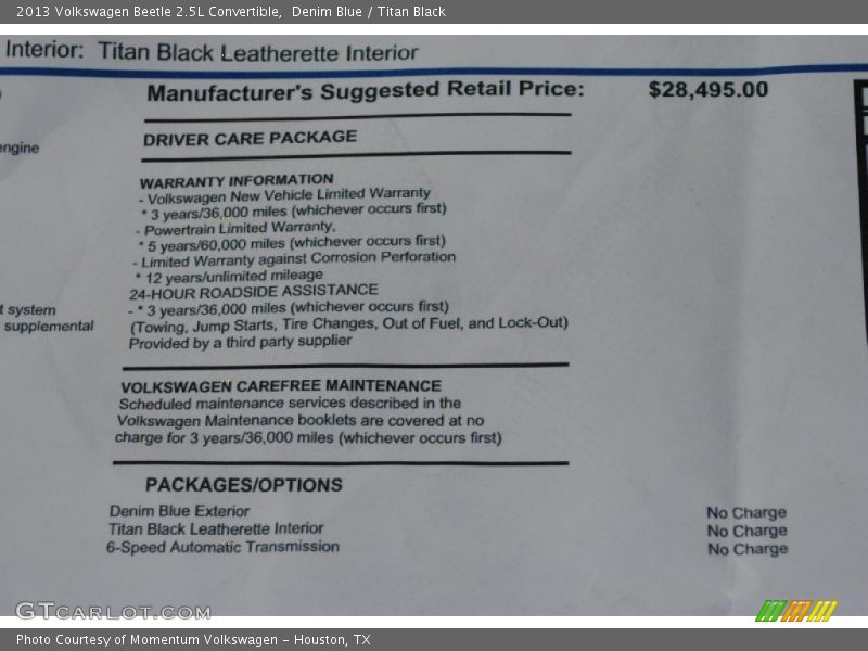 Denim Blue / Titan Black 2013 Volkswagen Beetle 2.5L Convertible