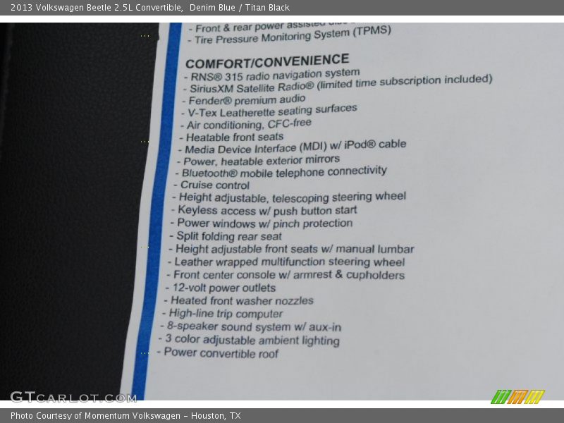 Denim Blue / Titan Black 2013 Volkswagen Beetle 2.5L Convertible