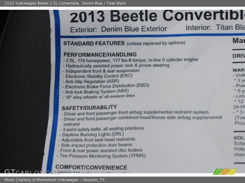 Denim Blue / Titan Black 2013 Volkswagen Beetle 2.5L Convertible