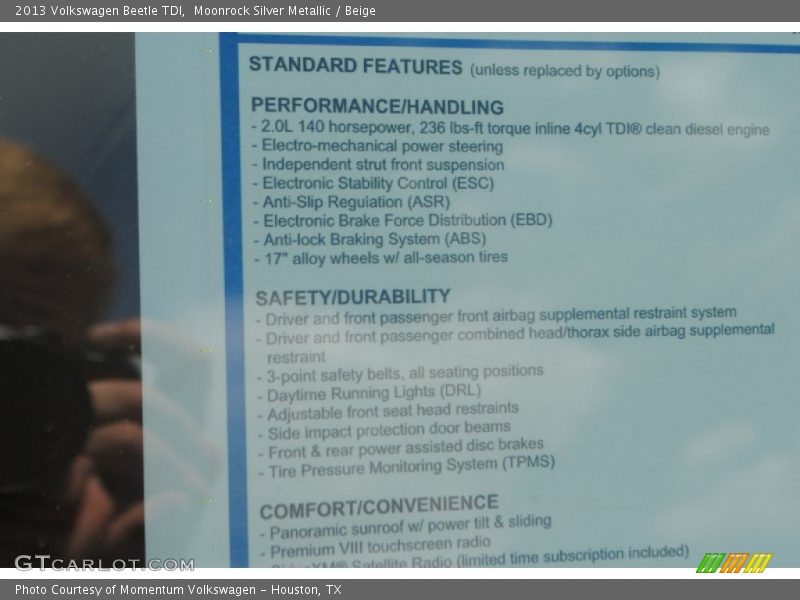 Moonrock Silver Metallic / Beige 2013 Volkswagen Beetle TDI