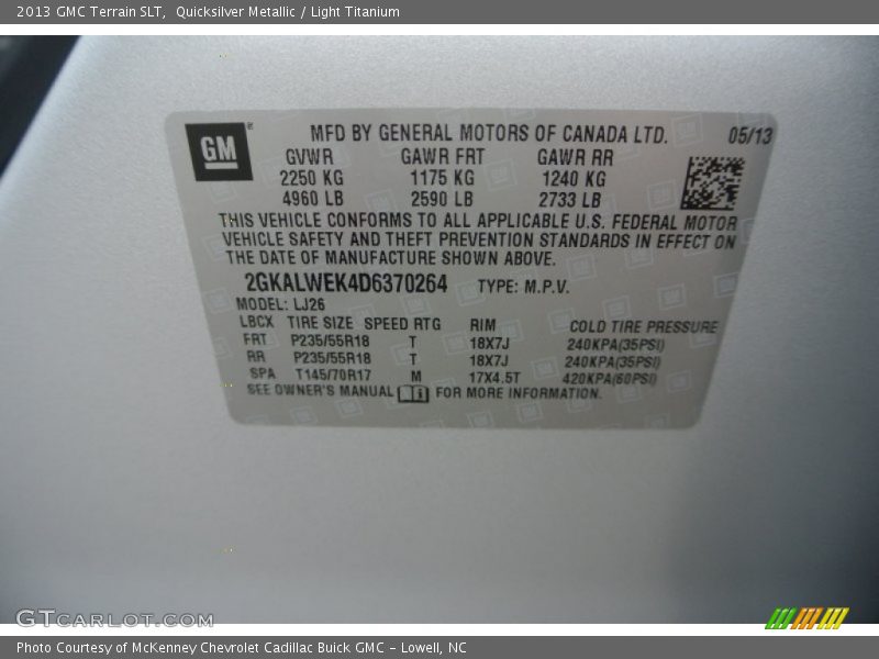 Quicksilver Metallic / Light Titanium 2013 GMC Terrain SLT