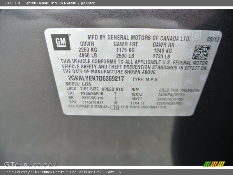 Iridium Metallic / Jet Black 2013 GMC Terrain Denali