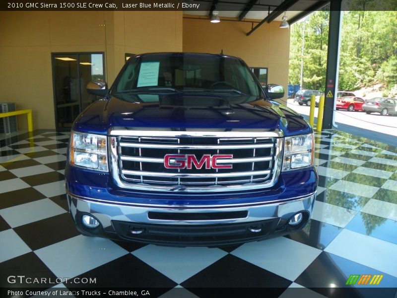 Laser Blue Metallic / Ebony 2010 GMC Sierra 1500 SLE Crew Cab