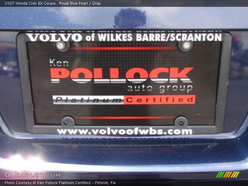 Royal Blue Pearl / Gray 2007 Honda Civic EX Coupe
