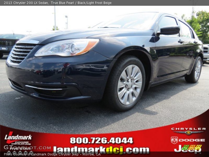 True Blue Pearl / Black/Light Frost Beige 2013 Chrysler 200 LX Sedan