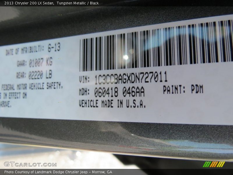 Tungsten Metallic / Black 2013 Chrysler 200 LX Sedan