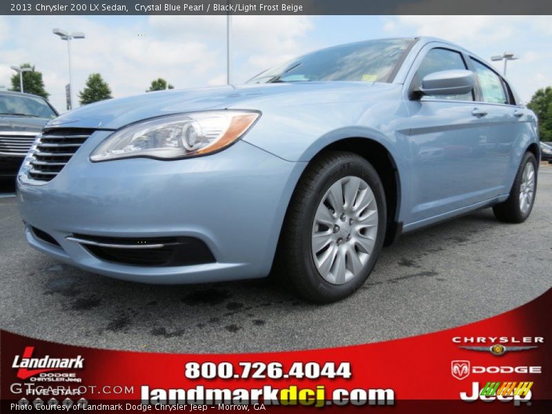 Crystal Blue Pearl / Black/Light Frost Beige 2013 Chrysler 200 LX Sedan