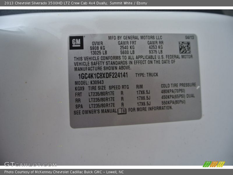 Summit White / Ebony 2013 Chevrolet Silverado 3500HD LTZ Crew Cab 4x4 Dually