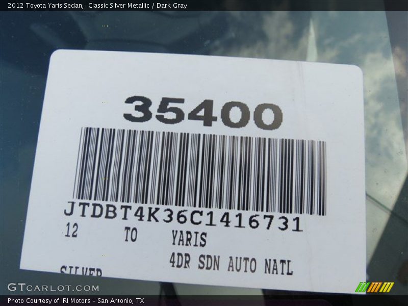 Classic Silver Metallic / Dark Gray 2012 Toyota Yaris Sedan