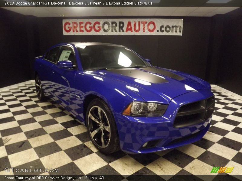 Daytona Blue Pearl / Daytona Edition Black/Blue 2013 Dodge Charger R/T Daytona